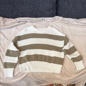 a new day White and Tan Striped Sweater